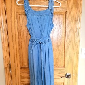 Midi denim apron dress